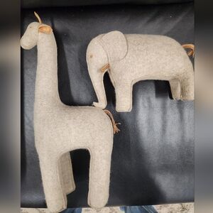 Restoration Hardware RH Baby & Child Elephant & Giraffe Felt Leather Bookends